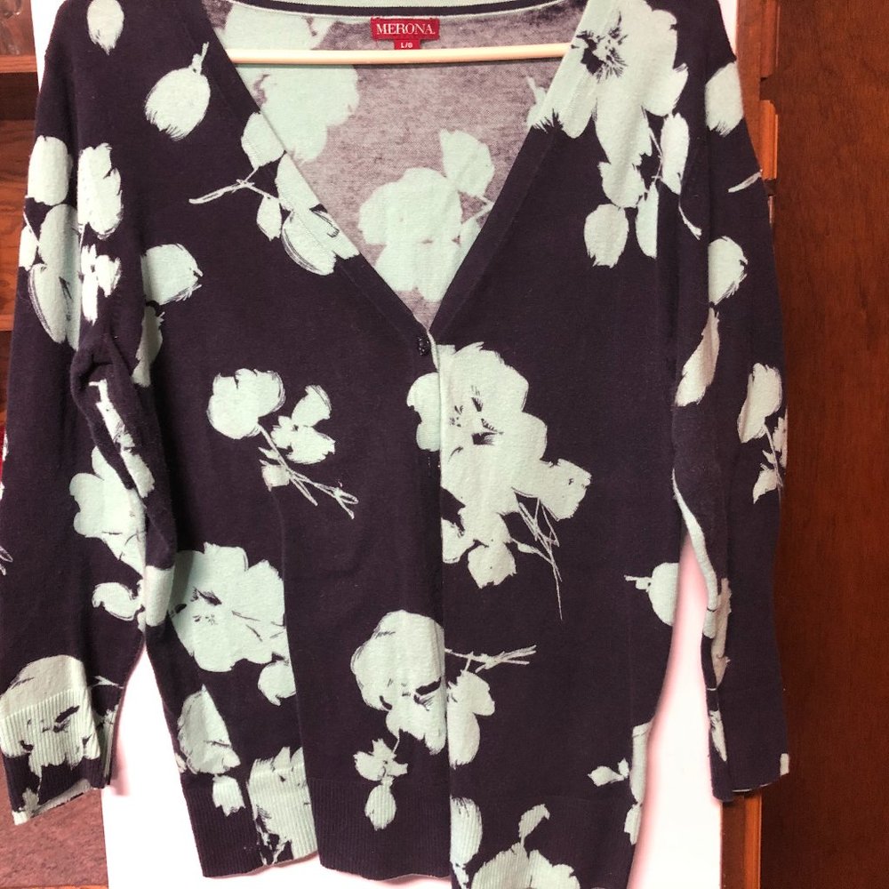 Teal and Black button down Sweater.